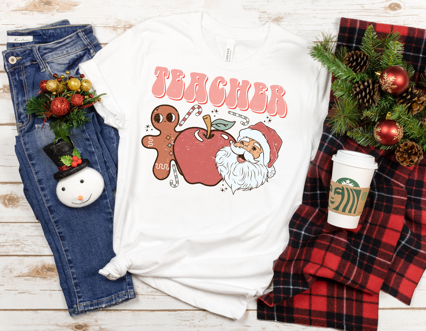 Teacher Gingerbread and Santa