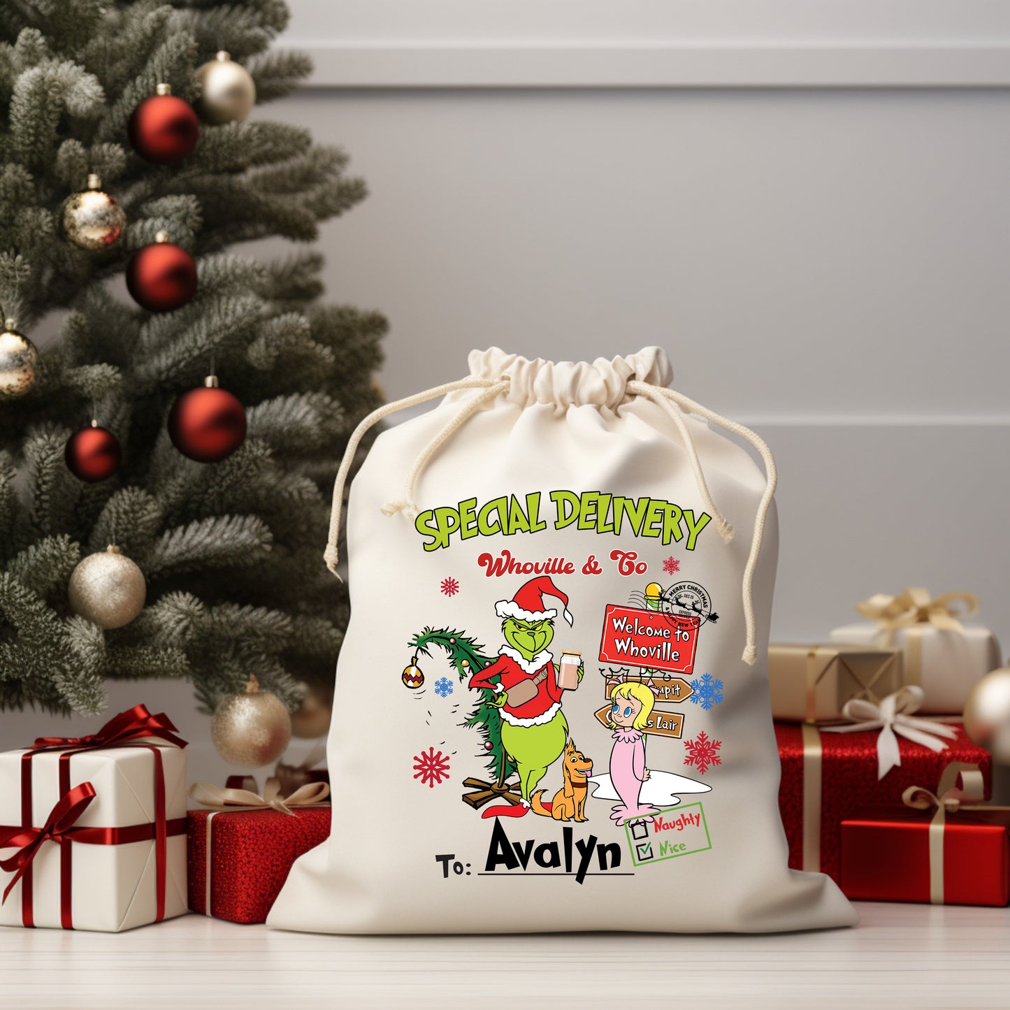 Boujee Green Guy Santa Sack