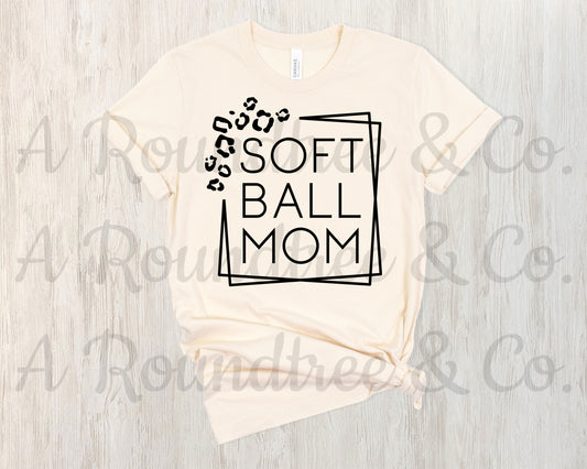 Leopard Frame Softball Mom