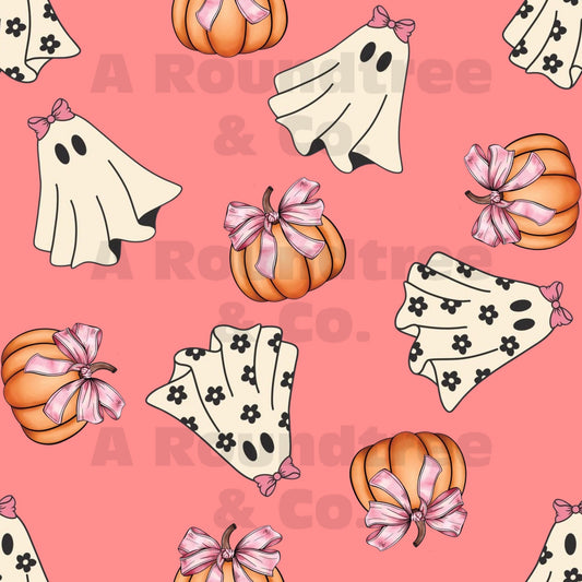 Cute Ghost and Pumpkins