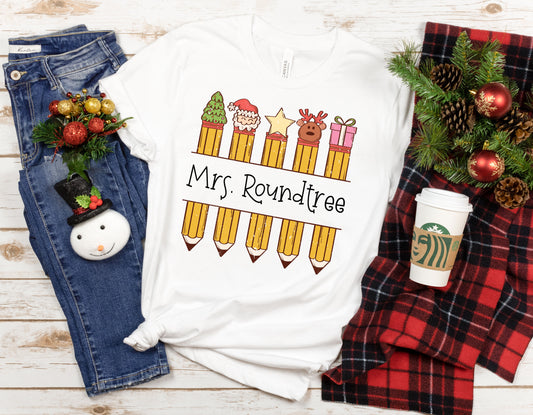 Christmas Pencil Name Tee