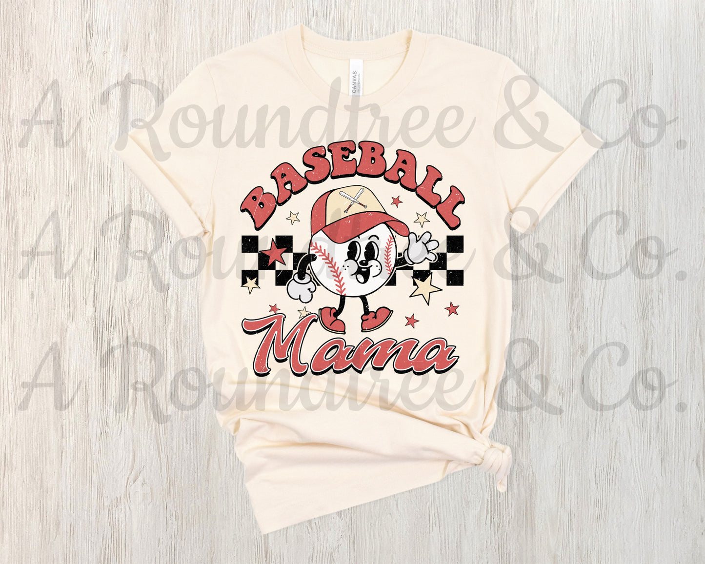 Retro Check Baseball Mama