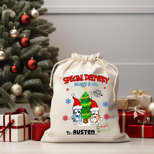 Blue Dog Floss Santa Sack